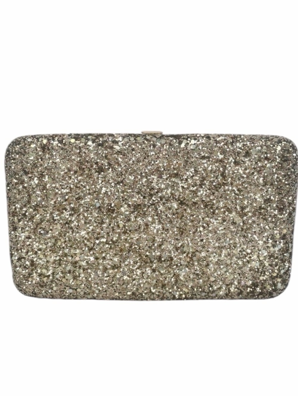 Merona Gold Glitter Hard Shell Clutch Wallet Formal Evening Party